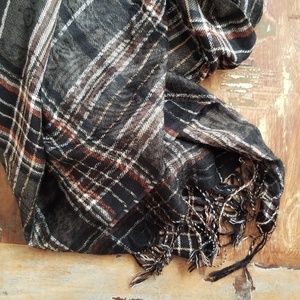 Black Plaid Oversized Scarf